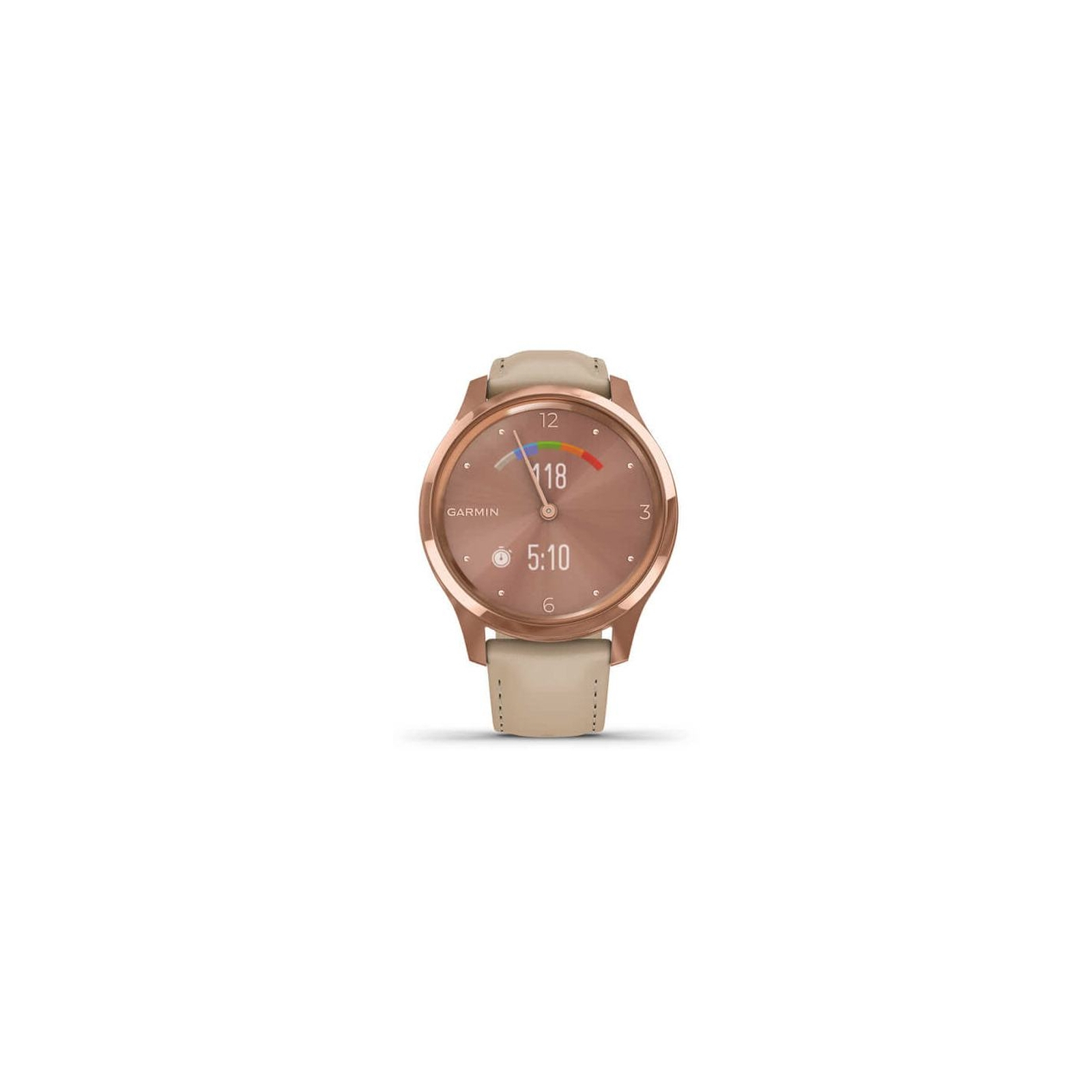 Смарт-годинник Garmin vivomove Luxe, RoseGold, Light Sand, Leather (010-02241-21) зображення 7