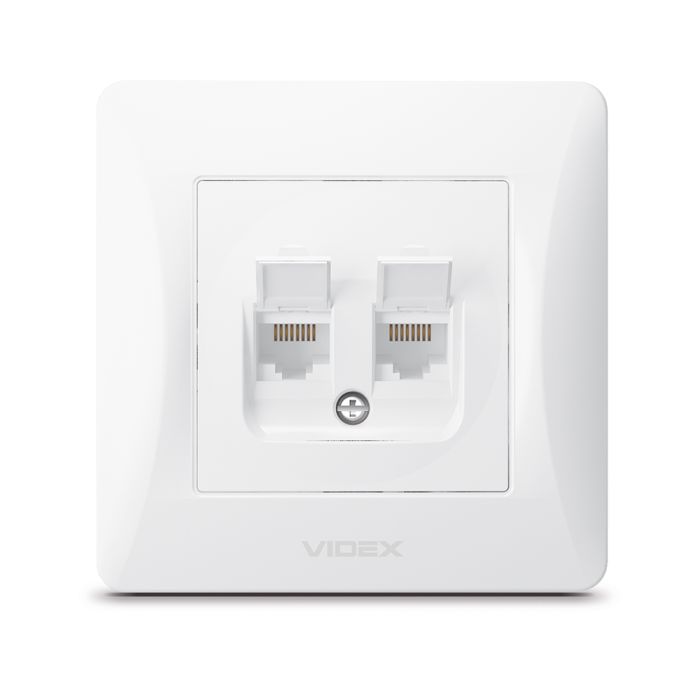 Компьютерная розетка Videx BINERA CAT6+CAT6 (VF-BNSK2PC6-W)