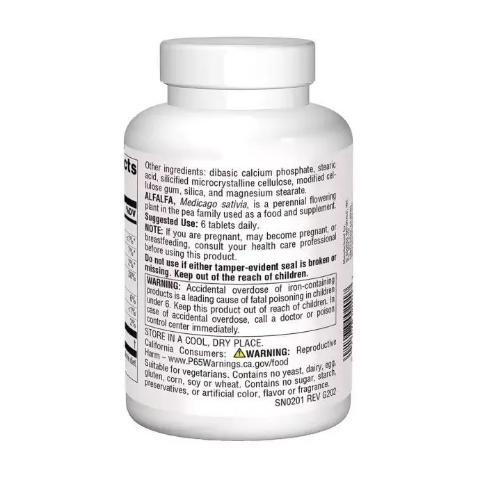 Трави Source Naturals Люцерна, 648мг, Alfalfa, 250 таблеток (SN0201) зображення 3