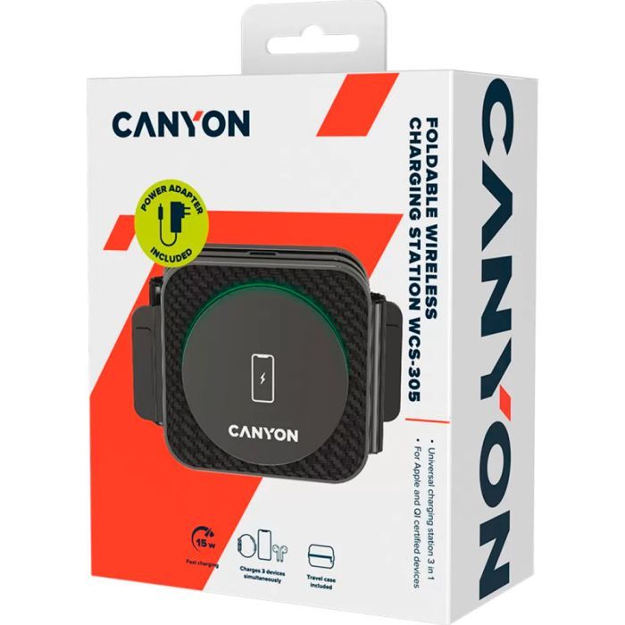 Зарядний пристрій Canyon WS-305 Foldable 3in1 Wireless charger (CNS-WCS305B) зображення 8