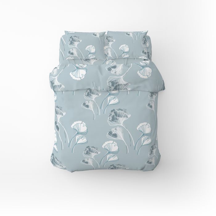 Постільна білизна Home Line Гінко Білоба сіро-блакитний бязь полуторний (173832)