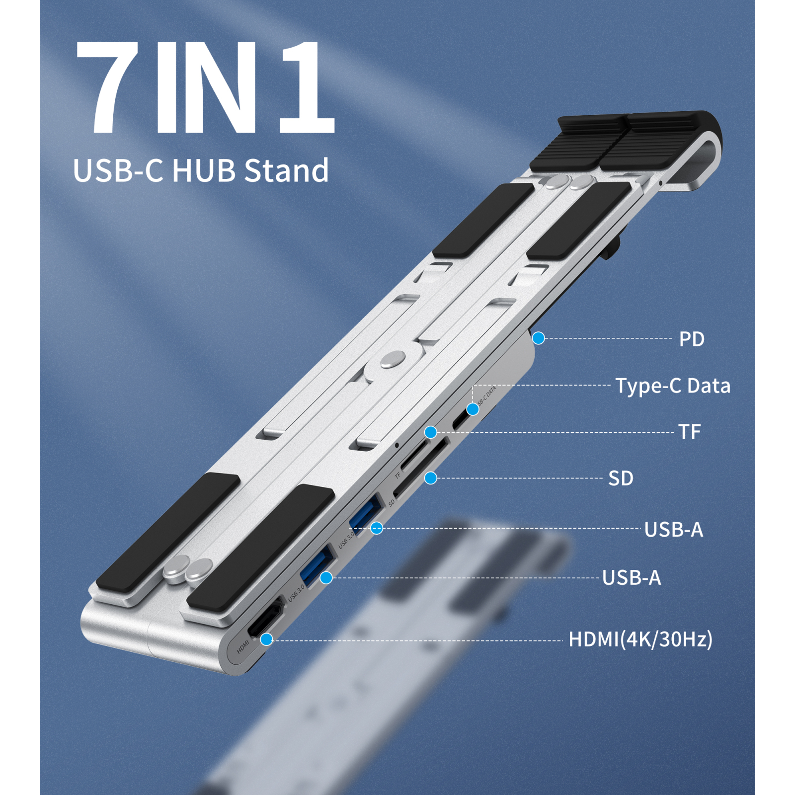 Концентратор Choetech USB-C 7-in-1 (HUB-M43-SL) зображення 3