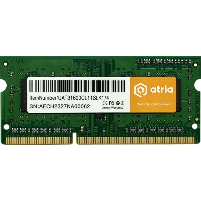 Модуль памяти для ноутбука SoDIMM DDR3 8GB 1600 MHz ATRIA (UAT31600CL11SLK1/8)