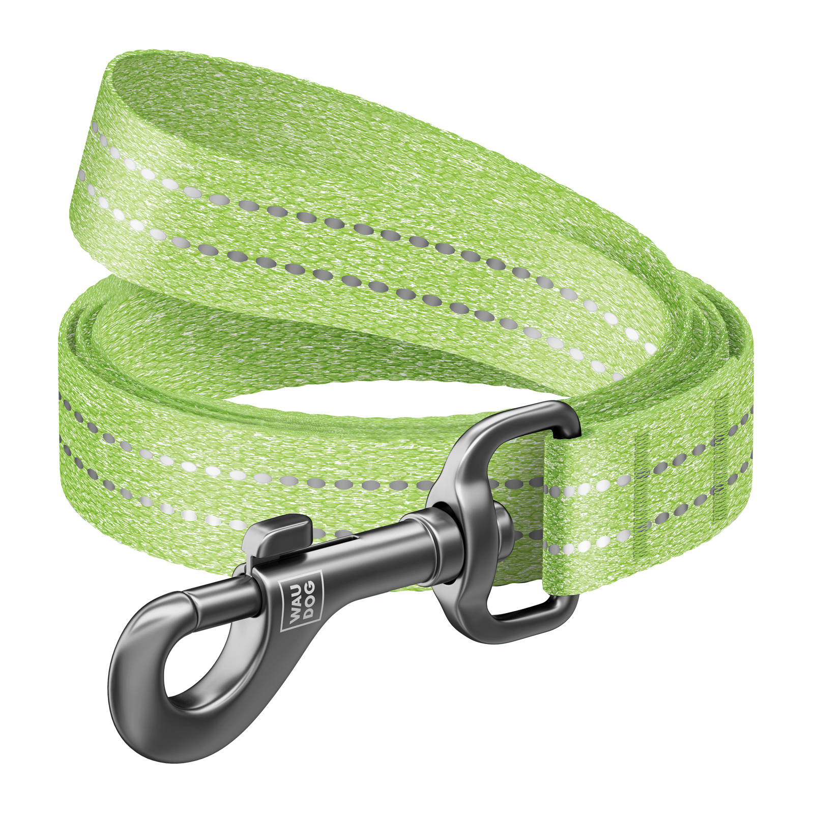 Повідок для собак WAUDOG Re-cotton світловідбивний S Ш 15 мм Д 300 см зелений (030818)