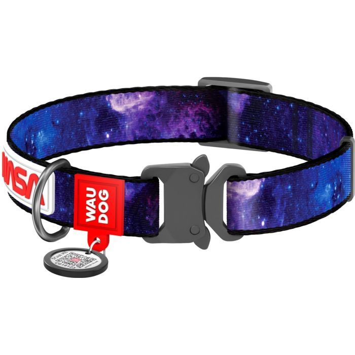 Ошейник для животных WAUDOG Nylon с QR паспортом "NASA21" металлическая пряжка-фастекс S (4506-0148)
