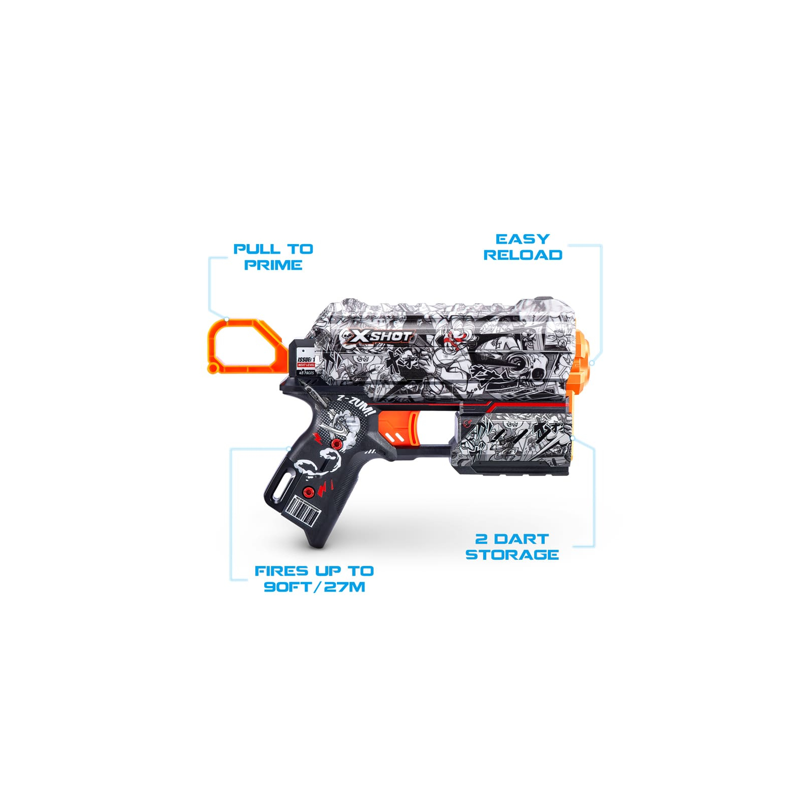 Игрушечное оружие Zuru X-Shot Быстрострельный бластер Skins Flux Illustrate (8 патронов) (36516D) изображение 5