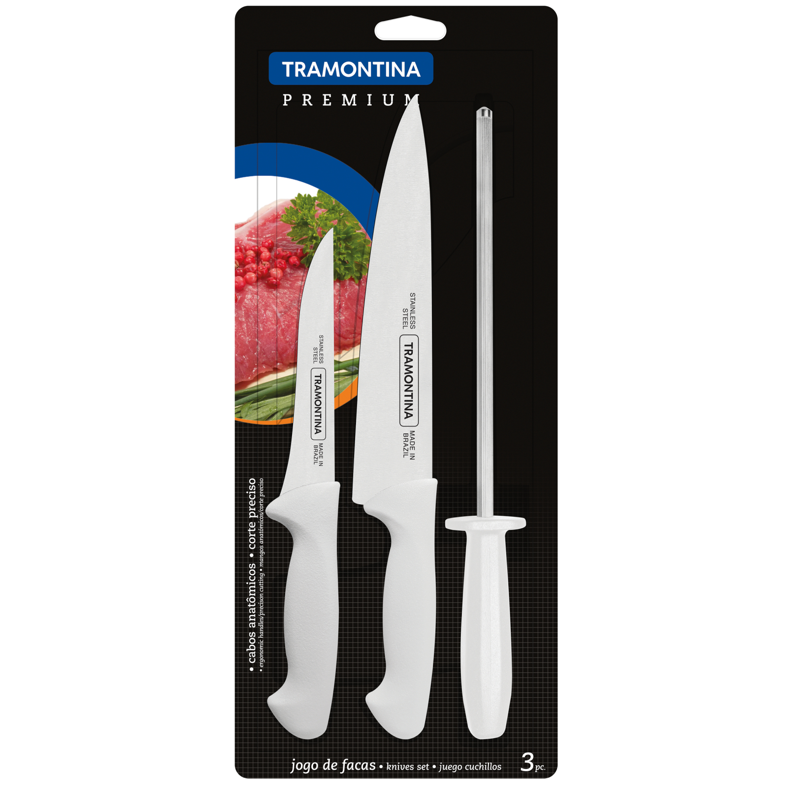 Набір ножів Tramontina Premium +мусат 3 предмети (24499/812) зображення 4