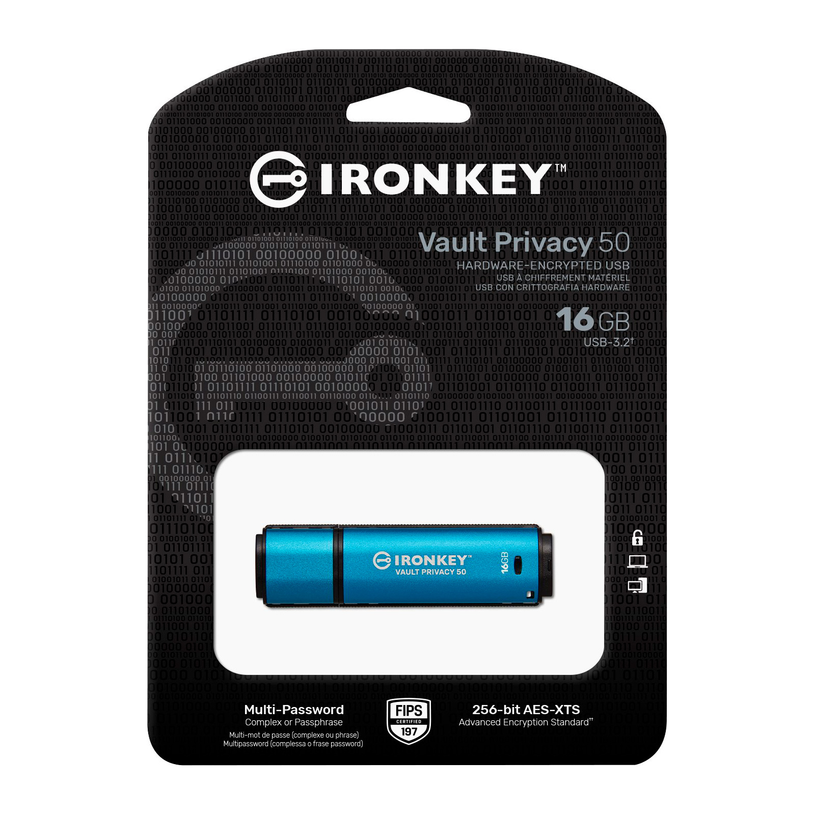 USB флеш накопитель Kingston 64GB IronKey Vault Privacy 50 Blue USB 3.2 (IKVP50/64GB) изображение 5