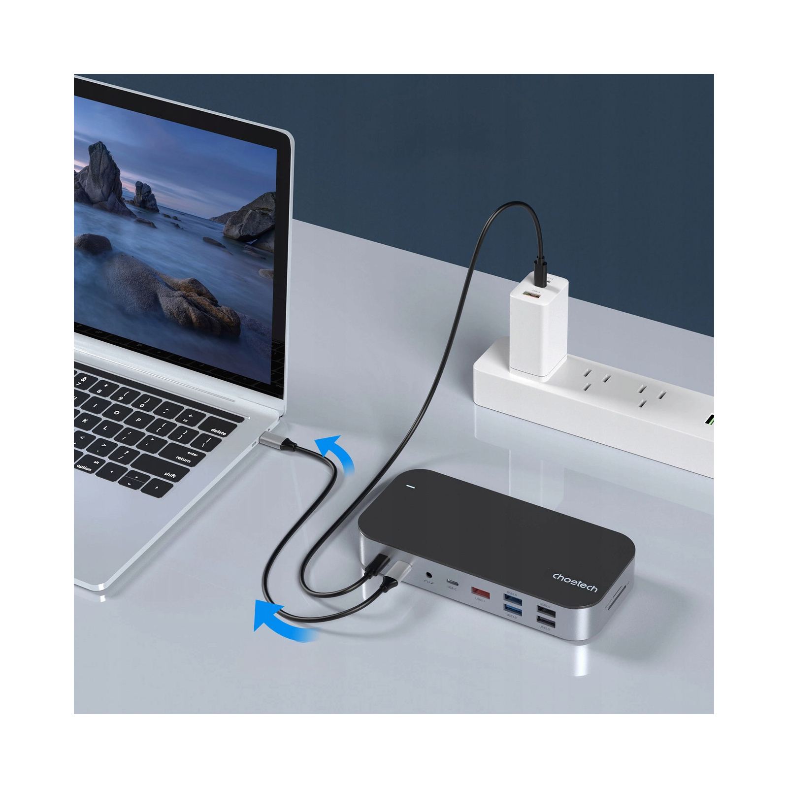 Концентратор Choetech USB-C 15-in-1 HDMI/PD/CR/LAN/USB-A/USB-C/AUX/VGA/DP (HUB-M52-GY) изображение 9