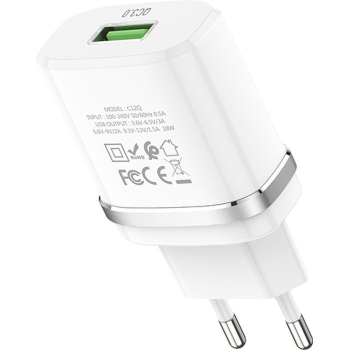 Зарядное устройство HOCO C12Q Smart QC3.0 charger White (6931474716262) изображение 3