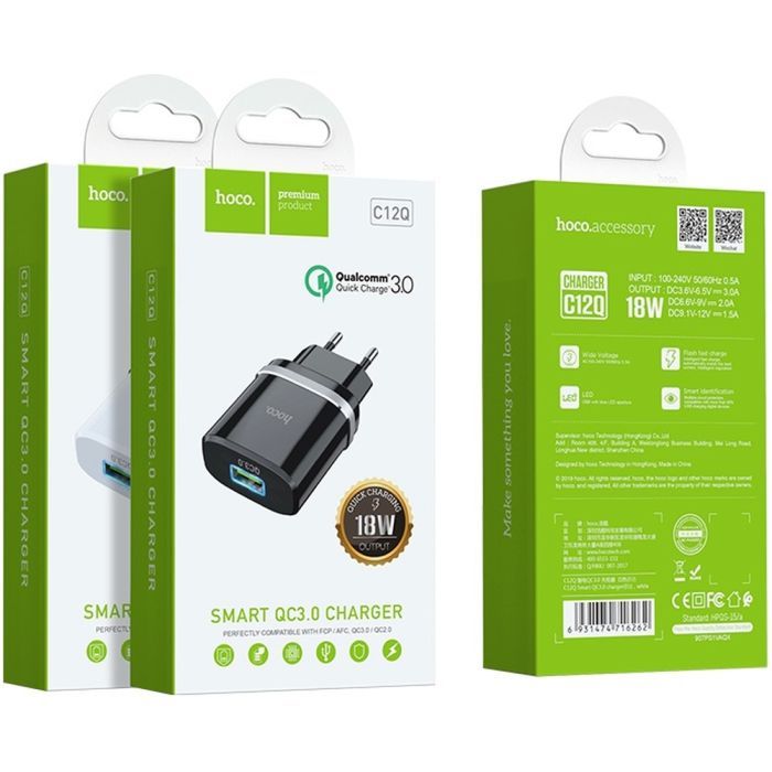 Зарядное устройство HOCO C12Q Smart QC3.0 charger White (6931474716262) изображение 4
