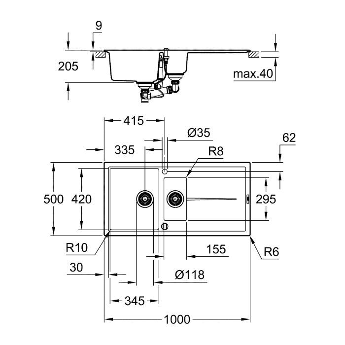 Мийка кухонна Grohe K400 (31642AP0) зображення 3