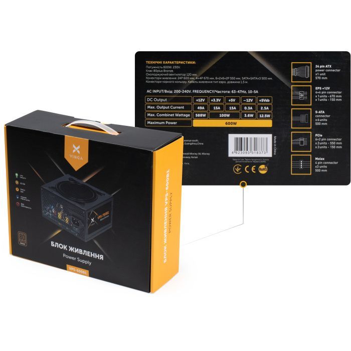 Блок живлення Vinga 600W (VPS-600B1) зображення 7