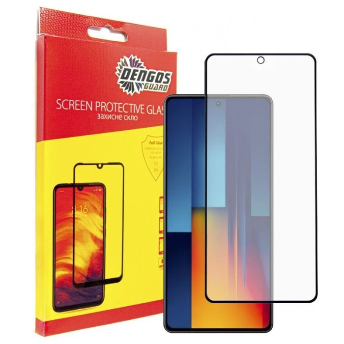 Стекло защитное Dengos Full Glue POCO M6 Pro (black) (TGFG-360)