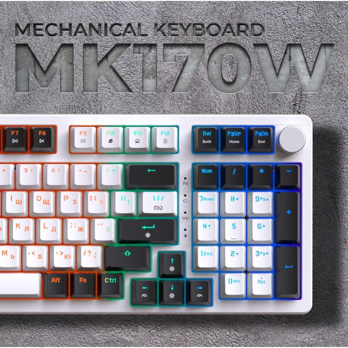 Клавиатура GamePro MK170W Hot-Swap Red Swich RGB USB UA White (MK170W) изображение 12