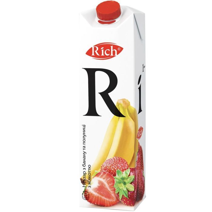 Сок Rich Бананово-клубничный нектар с мякотью 1 л (4820039352750)