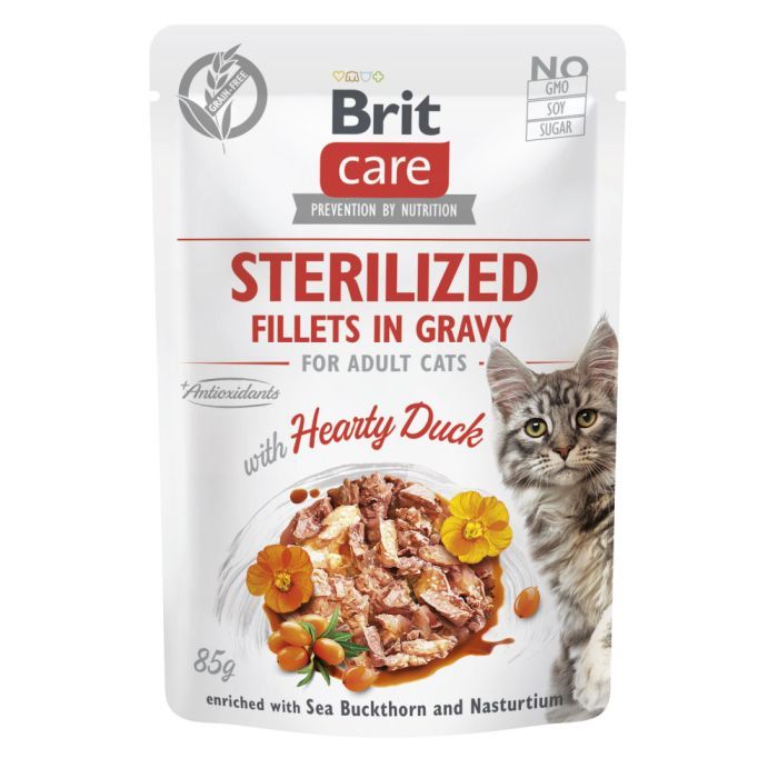 Вологий корм для кішок Brit Care Sterilized Fillets in Gravy Hearty Duck (8595602565283)