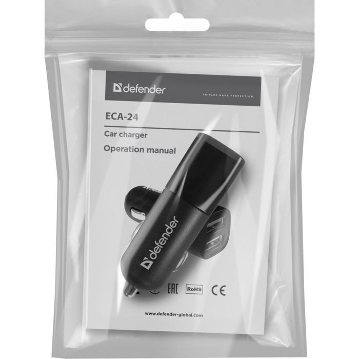 Зарядное устройство Defender 2xUSB 12W 2.1A ECA-24 (83824) изображение 3