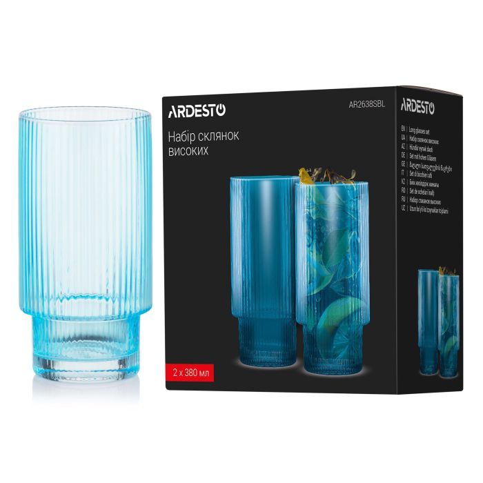 Набор стаканов Ardesto 380мл, 2шт, скло, зелений (AR2638SGR) изображение 6