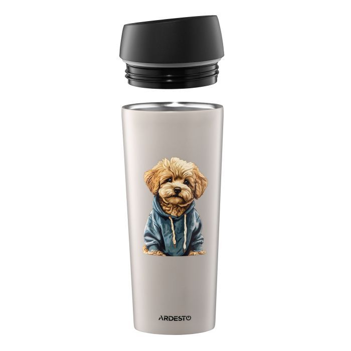 Термокружка Ardesto Coffee Time Maltipoo 450мл, нержавіюча сталь, бежевий (AR2645MP) изображение 4 Термокружка Ardesto Coffee Time Maltipoo 450мл, нержавіюча сталь, бежевий (AR2645MP) изображение 4