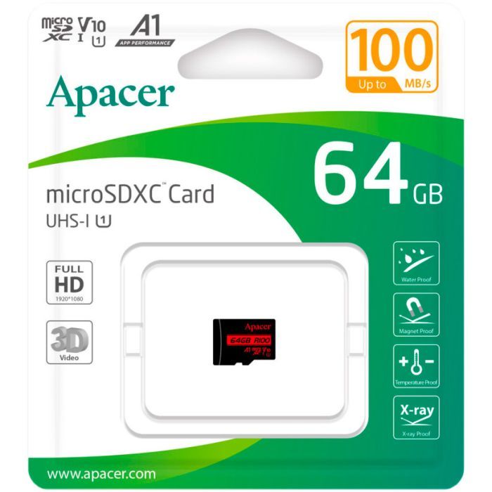 Карта памяти Apacer 64GB microSD class 10 UHS-I V10 A1 (AP64GMCSX10UB-RA) изображение 2