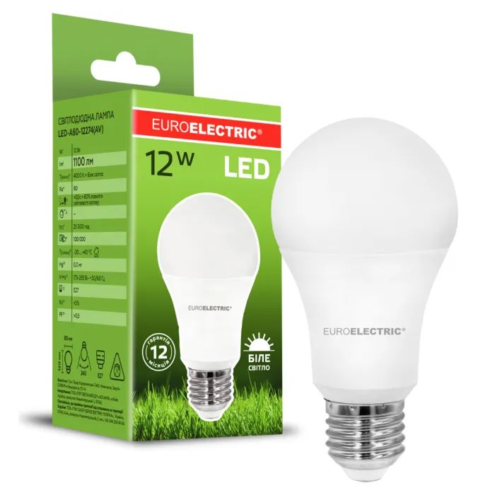 Лампочка EUROELECTRIC LED А60 12W 1100 Lm E27 4000K (LED-A60-12274(AV)) изображение 3