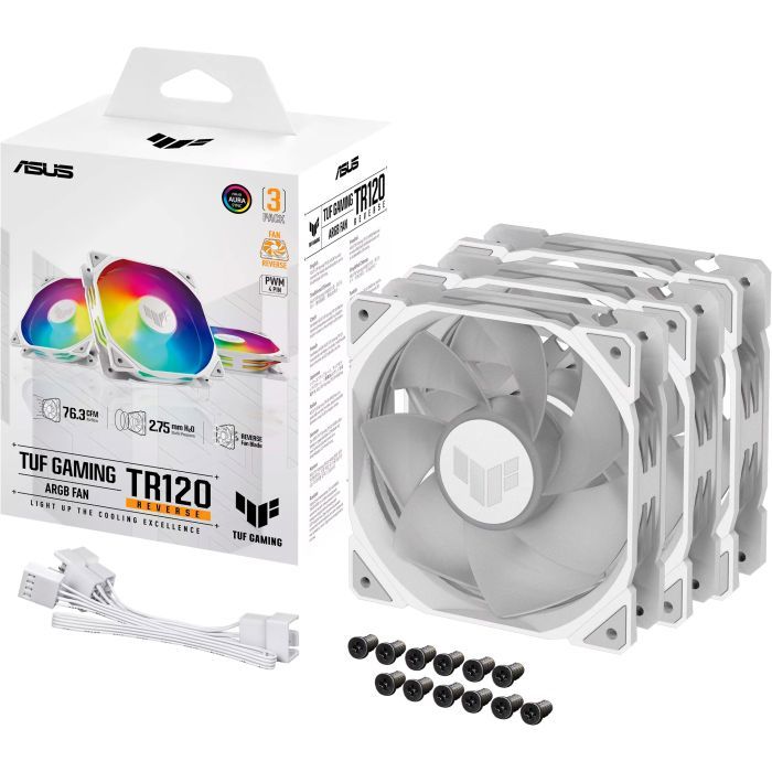 Кулер до корпусу ASUS TUF GAMING TR120 FAN ARGB REVERSE WHITE (90DA00D3-B09020) зображення 12
