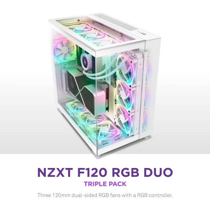 Кулер для корпуса NZXT F120RGB Duo-120mm Dual-sideRGB Fan-Tripl (RF-D12TF-W1) изображение 5
