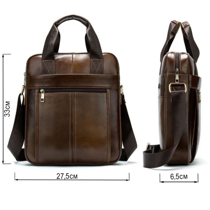 Сумка Vintage Мужская кожаная Коричневая (14789) изображение 4