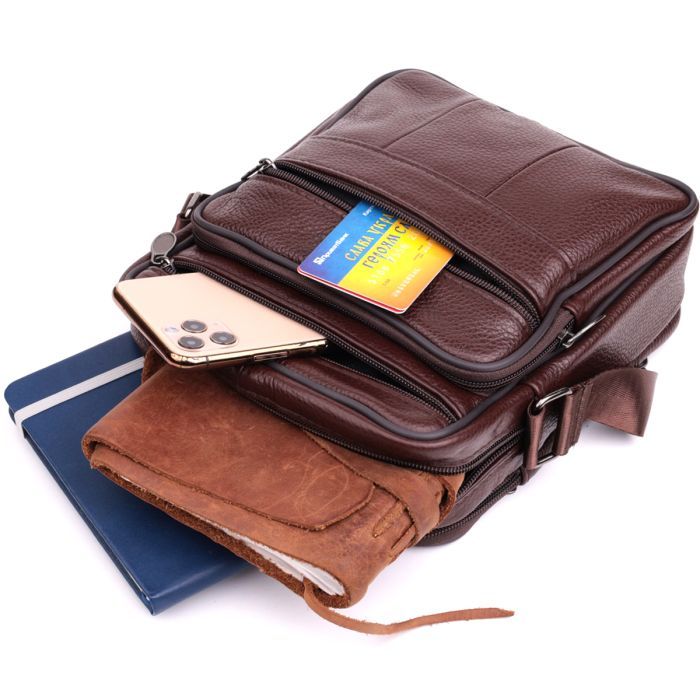 Сумка Vintage Из натуральной кожи Коричневая (22858) изображение 9