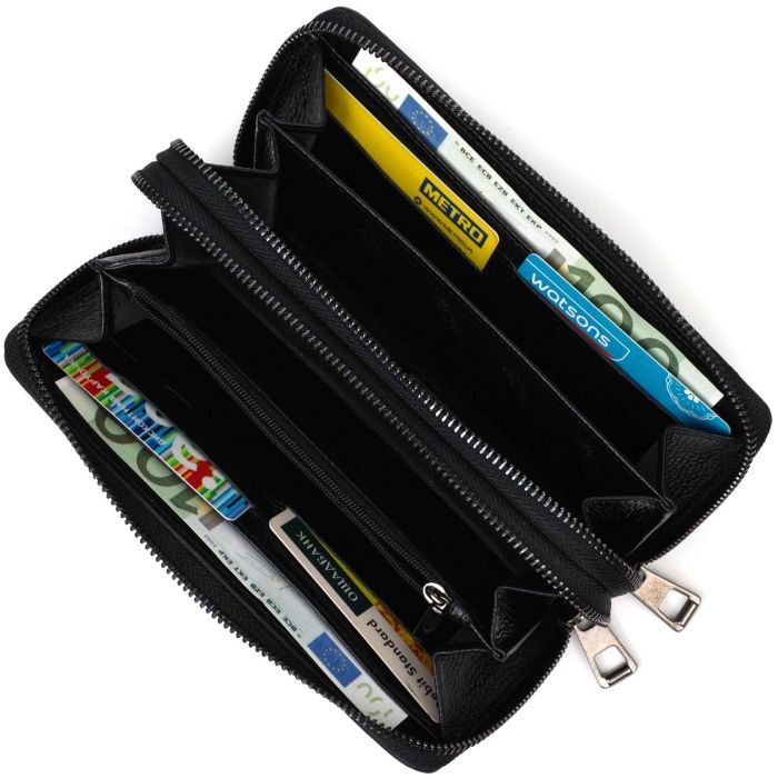 Гаманець Bond Accessories З двома відділеннями із натуральної шкіри Чорна (22027) зображення 6