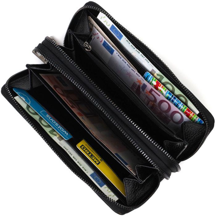 Гаманець Bond Accessories З двома відділеннями із натуральної шкіри Чорна (22027) зображення 7