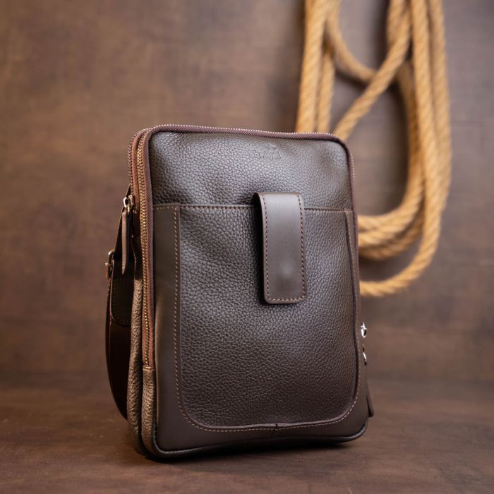 Сумка Shvigel На два отделения кожаная Черная (11283) изображение 8