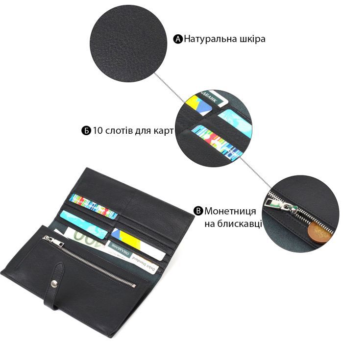 Портмоне Tony Bellucci З натуральної шкіри Чорний (22036) зображення 4