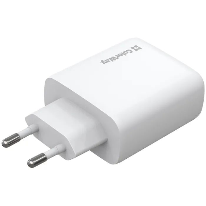 Зарядное устройство ColorWay GaN Mini 50W PD Port PPS USB (Type-C PD 30W + Type-C PD 20W) white (CW-CHS050PD-WT) изображение 2