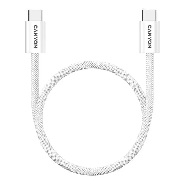 Дата кабель USB-C to USB-C 1.0m 60W Magnet Braided White Canyon (CND-CCMG60AB15W)