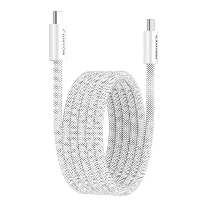 Дата кабель USB-C to USB-C 1.0m 60W Magnet Braided White Canyon (CND-CCMG60AB15W) зображення 2