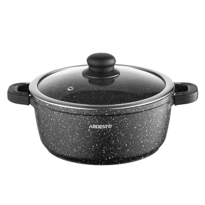 Кастрюля Ardesto Gemini Anzio скляна кришка 20 см 2,5 л чорна (AR2420GE)