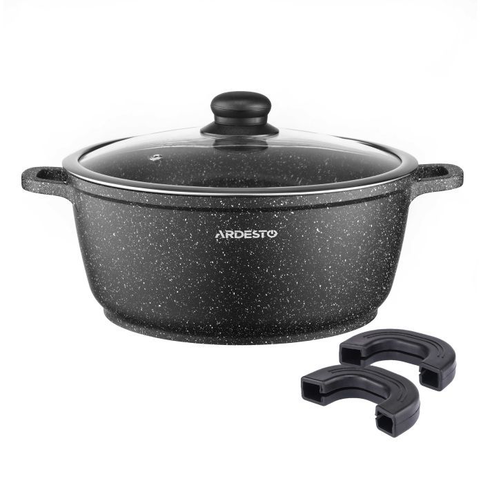 Кастрюля Ardesto Gemini Anzio скляна кришка 20 см 2,5 л чорна (AR2420GE) изображение 9