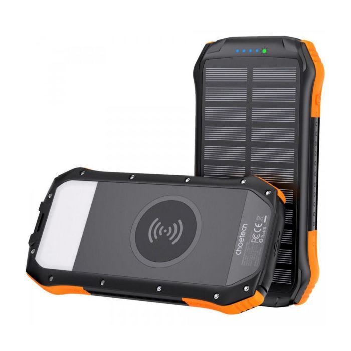 Батарея универсальная Choetech Wireless 20000mAh 20W, PD, QC/3.0, solar panel, Qi-5W, Black-Orange (B657-OR)