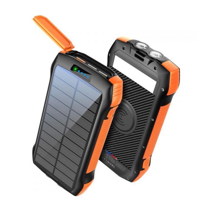 Батарея универсальная Choetech Wireless 20000mAh 20W, PD, QC/3.0, solar panel, Qi-5W, Black-Orange (B657-OR) изображение 2