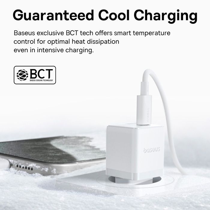 Зарядний пристрій Baseus Palm Fast Charger C+U 20W moon white (P10111608213-00) зображення 7