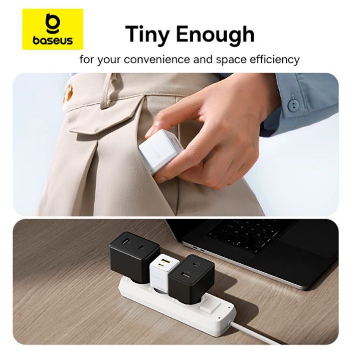 Зарядний пристрій Baseus Palm Fast Charger C+U 20W moon white (P10111608213-00) зображення 8