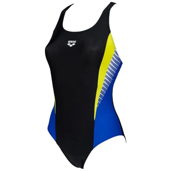 Купальник Arena Threefold V Back One Piece R 006483-780 Чорний/Жовтий/Блакитний 36 (3468336961094) изображение 2