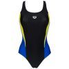 Купальник Arena Threefold V Back One Piece R 006483-780 Чорний/Жовтий/Блакитний 36 (3468336961094)