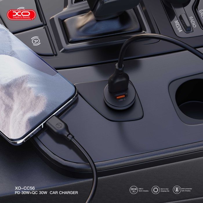 Зарядний пристрій XO CC56 USB-C PD30W + USB-A Black (CC56_Black) зображення 3