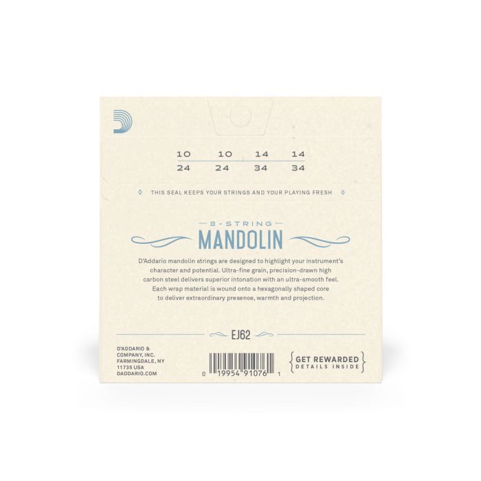 Струни для гітари D'Addario Mandolin 80/20 Bronze Light (10-34) (EJ62) зображення 3