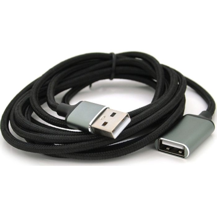 Дата кабель USB 2.0 AM/AF 2.0m black VEGGIEG (YT-AM/AF-UF2-2)