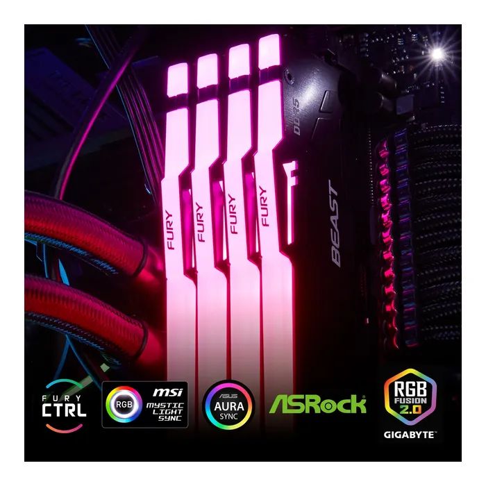 Модуль памяти для компьютера DDR5 64GB (2x32GB) 5600 MHz Beast RGB Kingston Fury (ex.HyperX) (KF556C36BBEAK2-64) изображение 11