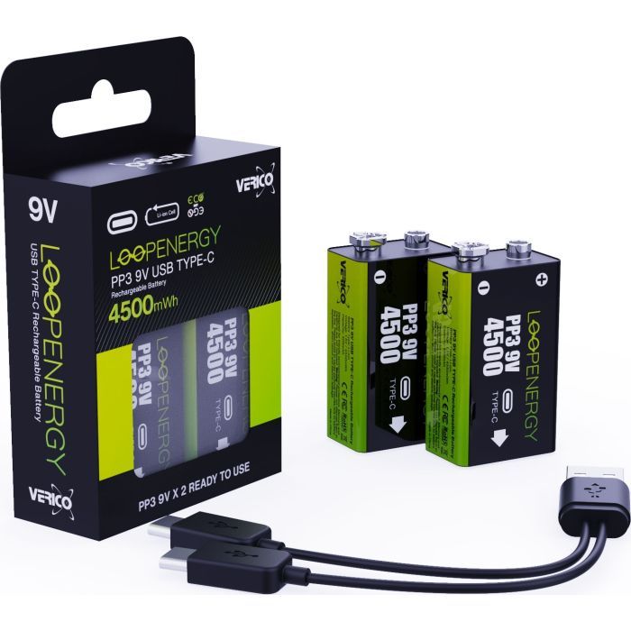 Аккумулятор Крона USB-С 500 mAh 9V Li-ion 2шт./уп. (Loop Energy) Verico (1UDBT-A3WEB2-NN) изображение 3